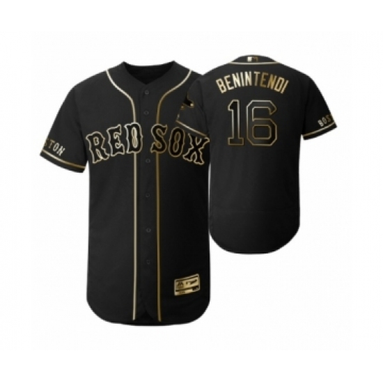 Men's 2019 Golden Edition Boston Red Sox Black 16 Andrew Benintendi Flex Base Jersey
