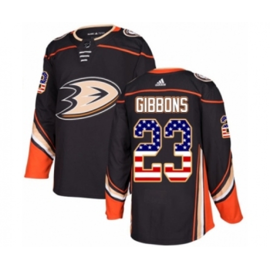 Men's Adidas Anaheim Ducks 23 Brian Gibbons Authentic Black USA Flag Fashion NHL Jersey
