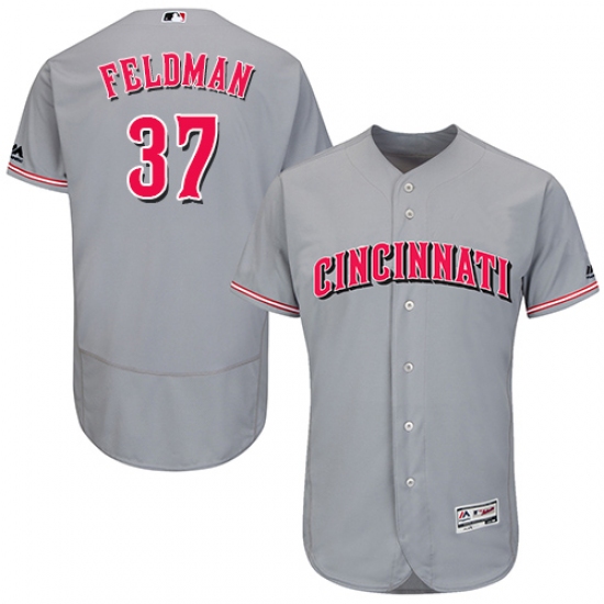 Men's Majestic Cincinnati Reds 37 Scott Feldman Grey Flexbase Authentic Collection MLB Jersey