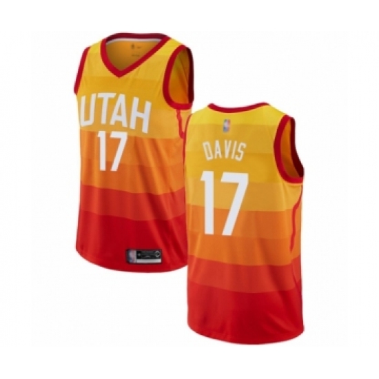 Women's Utah Jazz 17 Ed Davis Swingman Orange Basketball Jersey - City Edition