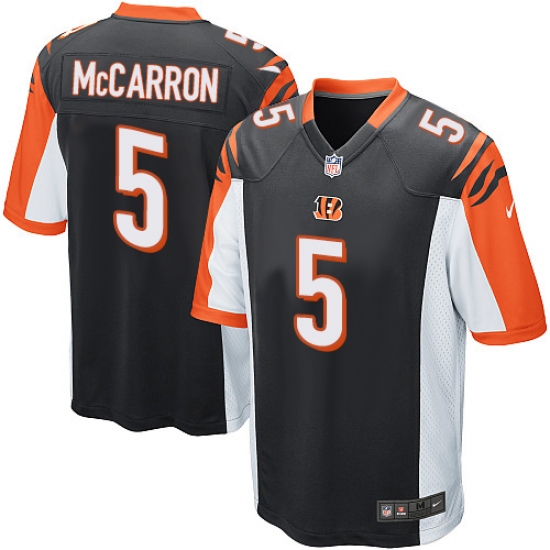 Men's Nike Cincinnati Bengals 5 AJ McCarron Game Black Team Color NFL Jersey