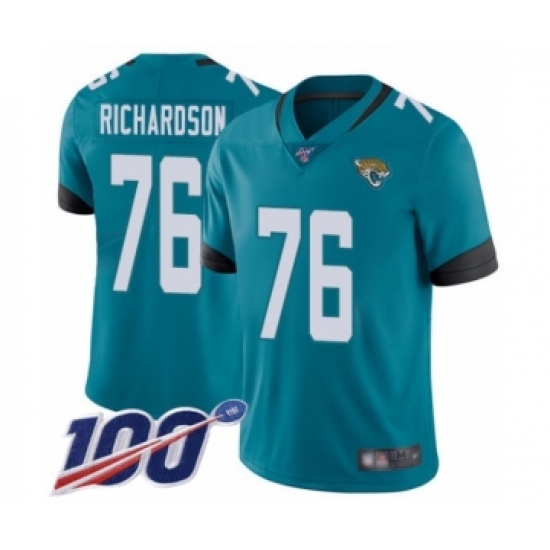 Men's Jacksonville Jaguars 76 Will Richardson Teal Green Alternate Vapor Untouchable Limited Player 100th Season Football Jersey