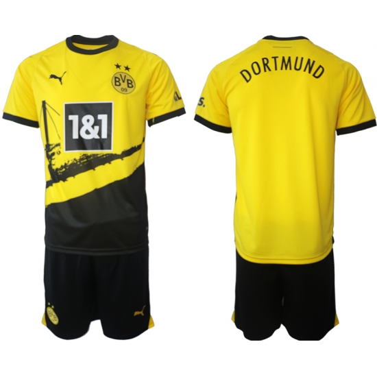 Men's Dortmund Blank 2023-24 Yellow Black Home Soccer Jersey