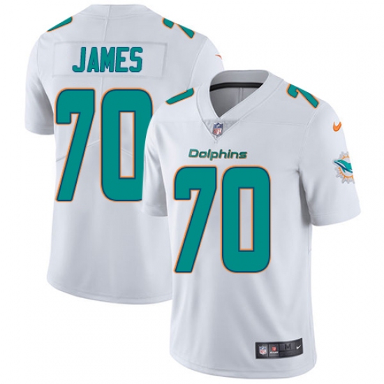 Men's Nike Miami Dolphins 70 Ja'Wuan James White Vapor Untouchable Limited Player NFL Jersey