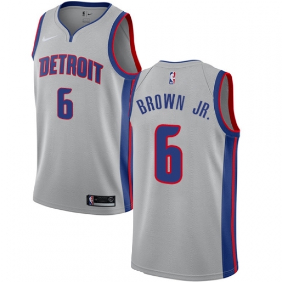 Youth Nike Detroit Pistons 6 Bruce Brown Jr. Swingman Silver NBA Jersey Statement Edition