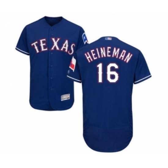 Men's Texas Rangers 16 Scott Heineman Royal Blue Alternate Flex Base Authentic Collection Baseball Player Jersey