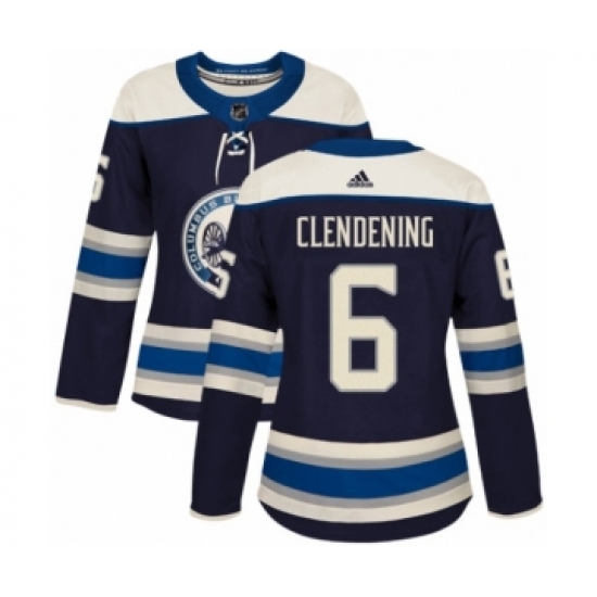 Women's Adidas Columbus Blue Jackets 6 Adam Clendening Premier Navy Blue Alternate NHL Jersey