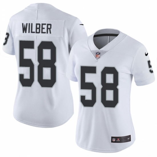 Women's Nike Oakland Raiders 58 Kyle Wilber White Vapor Untouchable Limited Player NFL Jersey