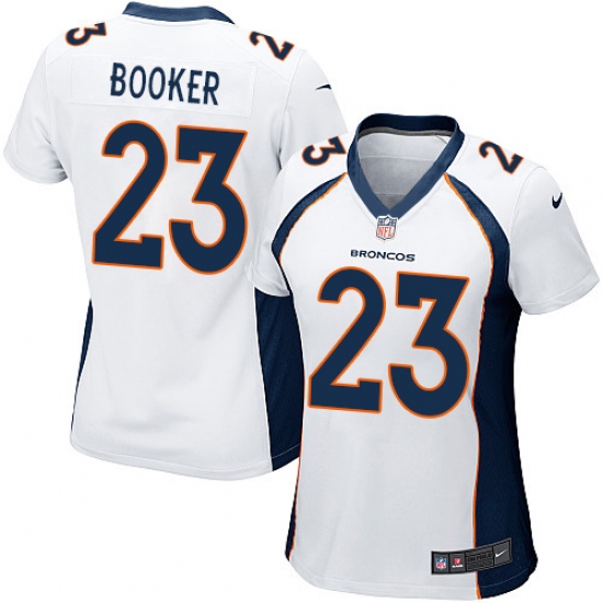 Women's Nike Denver Broncos 23 Devontae Booker Game White NFL Jersey