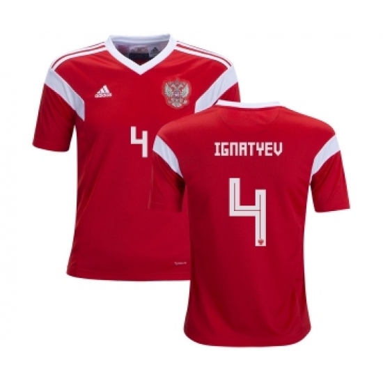 Russia 4 Ignatyev Home Kid Soccer Country Jersey