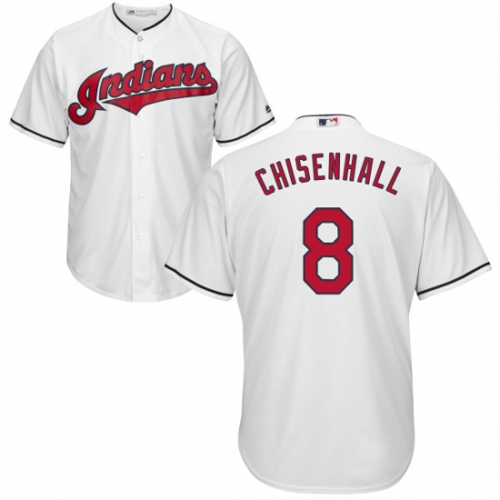 Men's Majestic Cleveland Indians 8 Lonnie Chisenhall Replica White Home Cool Base MLB Jersey