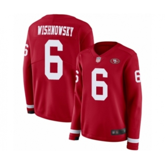 Women's San Francisco 49ers 6 Mitch Wishnowsky Limited Red Therma Long Sleeve Football Jersey