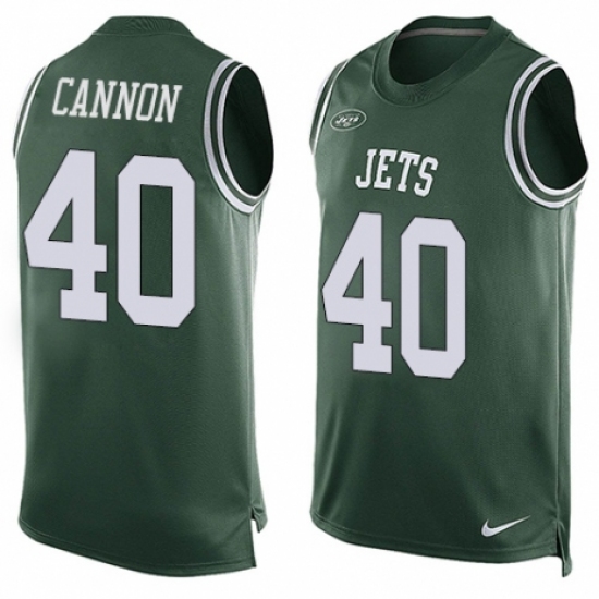 Men's Nike New York Jets 40 Trenton Cannon Limited Green Player Name & Number Tank Top NFL Jersey