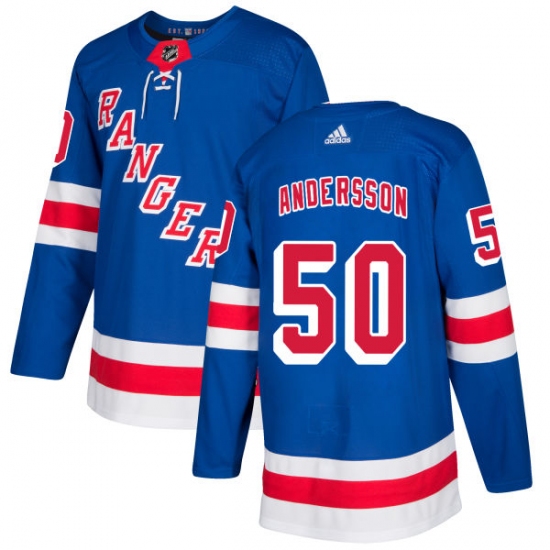 Men's Adidas New York Rangers 50 Lias Andersson Premier Royal Blue Home NHL Jersey