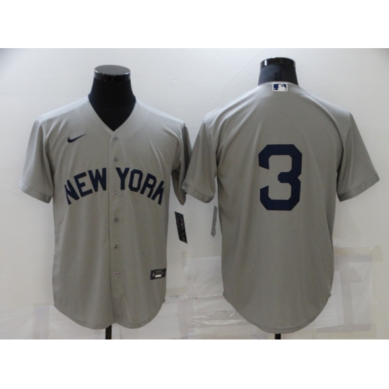 Men's Nike New York Yankees 3 Babe Ruth Authentic Gray Game Jersey