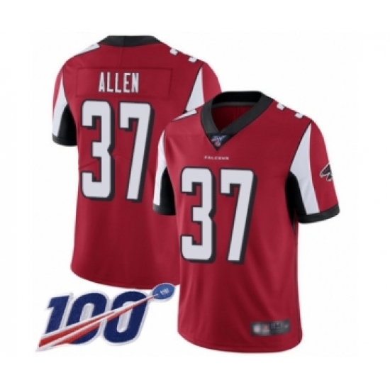 Men's Atlanta Falcons 37 Ricardo Allen Red Team Color Vapor Untouchable Limited Player 100th Season Football Jersey