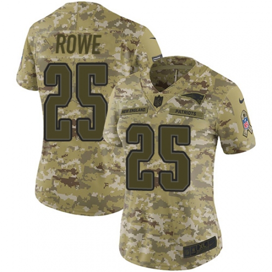Women's Nike New England Patriots 25 Eric Rowe Limited Camo 2018 Salute to Service NFL Jersey