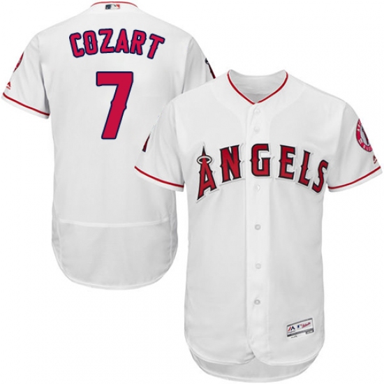 Men's Majestic Los Angeles Angels of Anaheim 7 Zack Cozart White Home Flex Base Authentic Collection MLB Jersey
