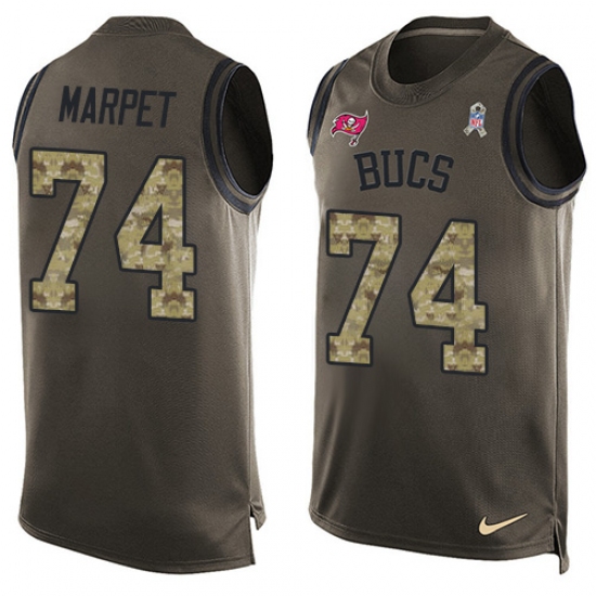 Men's Nike Tampa Bay Buccaneers 74 Ali Marpet Limited Green Salute to Service Tank Top NFL Jersey
