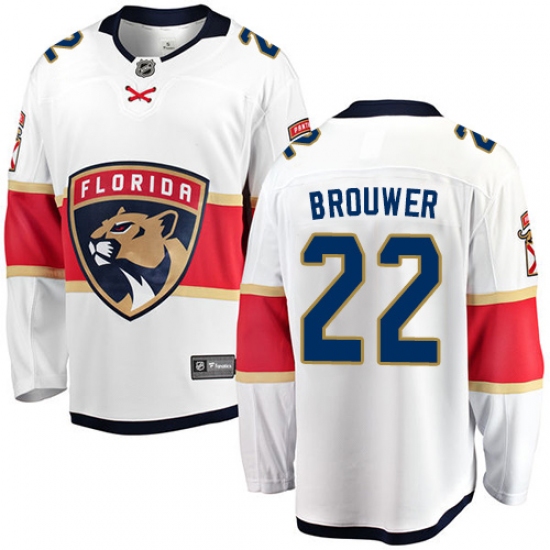Youth Florida Panthers 22 Troy Brouwer Authentic White Away Fanatics Branded Breakaway NHL Jersey