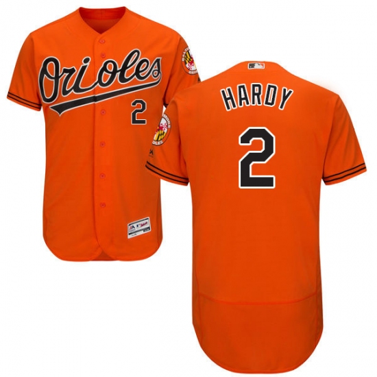 Men's Majestic Baltimore Orioles 2 J.J. Hardy Orange Alternate Flex Base Authentic Collection MLB Jersey