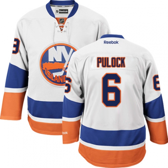 Men's Reebok New York Islanders 6 Ryan Pulock Authentic White Away NHL Jersey