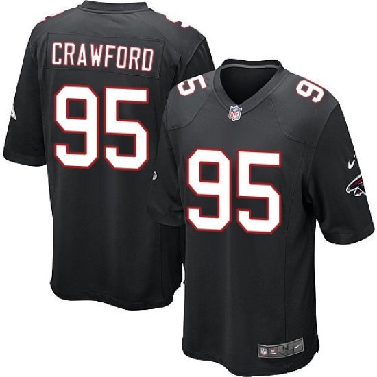 Men's Nike Atlanta Falcons 95 Jack Crawford Game Black Alternate NFL Jersey