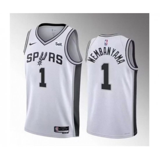 Men's San Antonio Spurs 1 Victor Wembanyama White 2022-23 Association Edition Stitched Basketball Jersey
