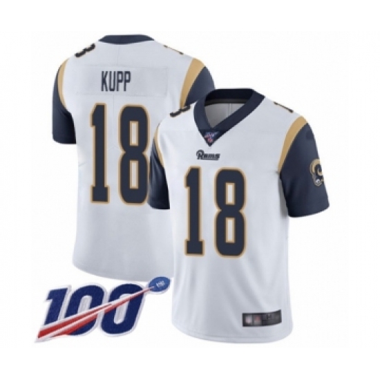 Men's Los Angeles Rams 18 Cooper Kupp White Vapor Untouchable Limited Player 100th Season Football Jersey