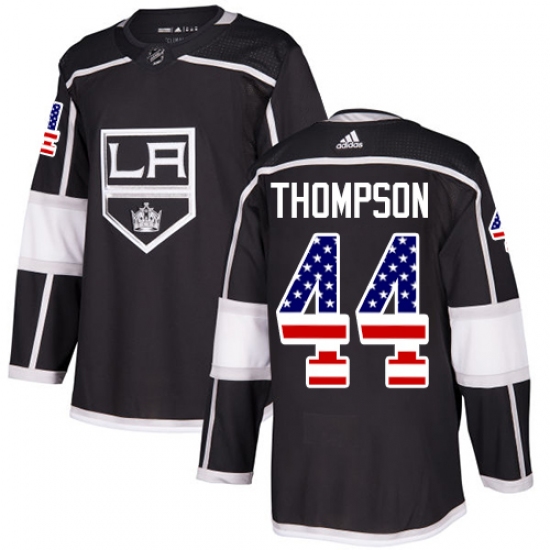 Youth Adidas Los Angeles Kings 44 Nate Thompson Authentic Black USA Flag Fashion NHL Jersey
