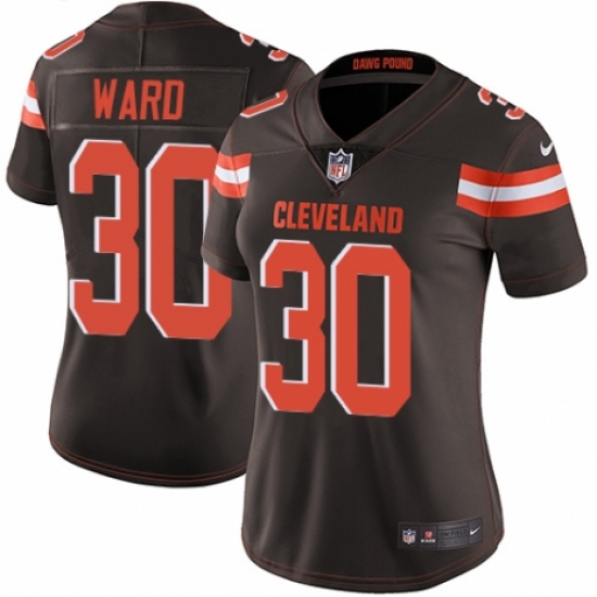 Women's Nike Cleveland Browns 30 Denzel Ward Brown Team Color Vapor Untouchable Limited Player NFL Jersey