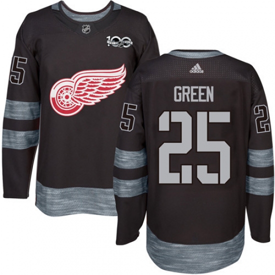 Men's Adidas Detroit Red Wings 25 Mike Green Authentic Black 1917-2017 100th Anniversary NHL Jersey
