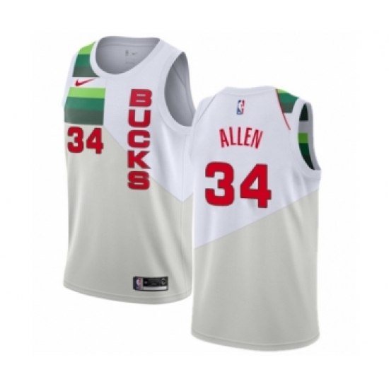 Men's Nike Milwaukee Bucks 34 Ray Allen White Swingman Jersey - Earned Edition