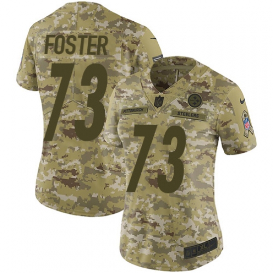 Women's Nike Pittsburgh Steelers 73 Ramon Foster Limited Camo 2018 Salute to Service NFL Jersey