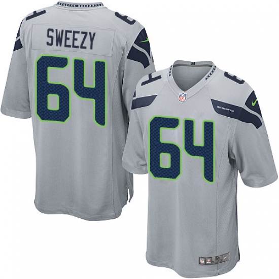 Men's Nike Seattle Seahawks 64 J.R. Sweezy Game Grey Alternate NFL Jersey