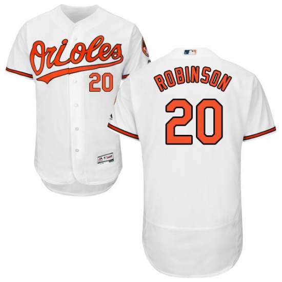 Men's Majestic Baltimore Orioles 20 Frank Robinson White Home Flex Base Authentic Collection MLB Jersey