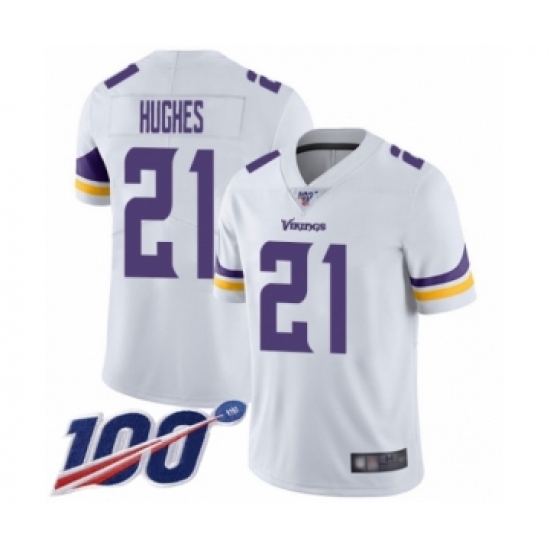 Men's Minnesota Vikings 21 Mike Hughes White Vapor Untouchable Limited Player 100th Season Football Jersey
