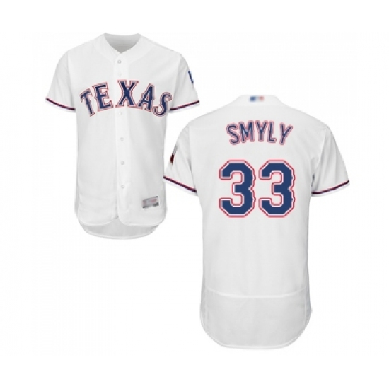 Men's Texas Rangers 33 Drew Smyly White Home Flex Base Authentic Collection Baseball Jersey