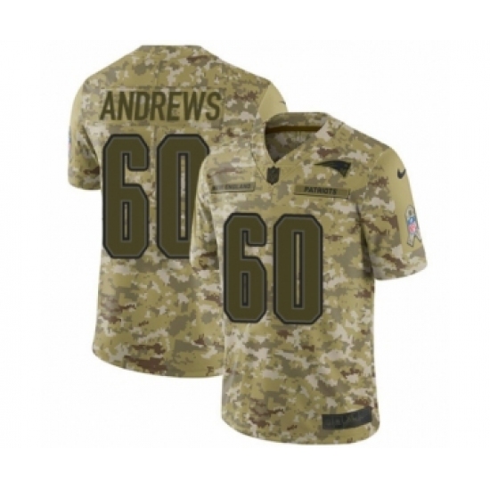 Men's Nike New England Patriots 60 David Andrews Limited Camo 2018 Salute to Service NFL Jersey