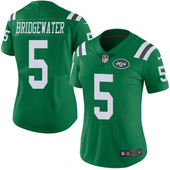 Women's Nike New York Jets 5 Teddy Bridgewater Limited Green Rush Vapor Untouchable NFL Jersey