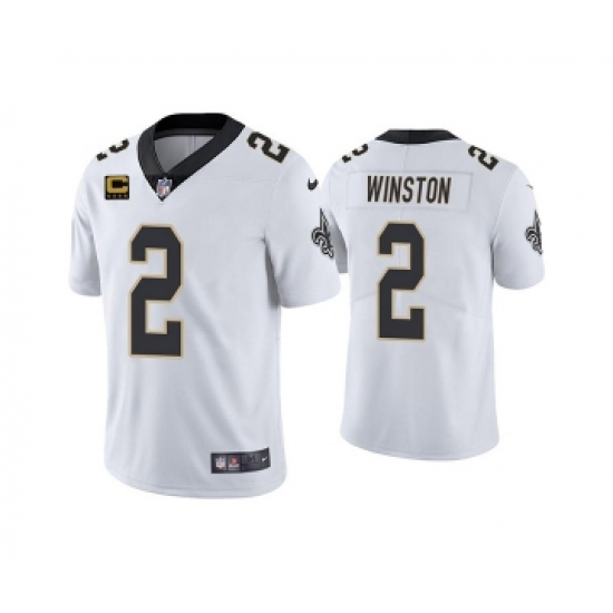 Men's New Orleans Saints 2022 2 Jameis Winston White With 4-star C Patch Vapor Untouchable Limited Stitched NFL Jersey