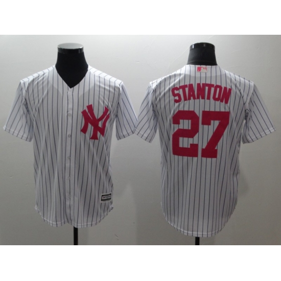 Men's New York Yankees 27 Giancarlo Stanton White Home Stitched Baseball Jersey