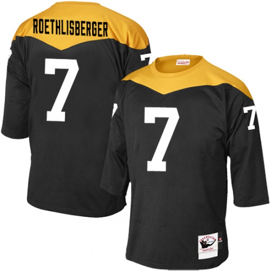 Men's Mitchell and Ness Pittsburgh Steelers 7 Ben Roethlisberger Elite Black 1967 Home Throwback NFL Jersey