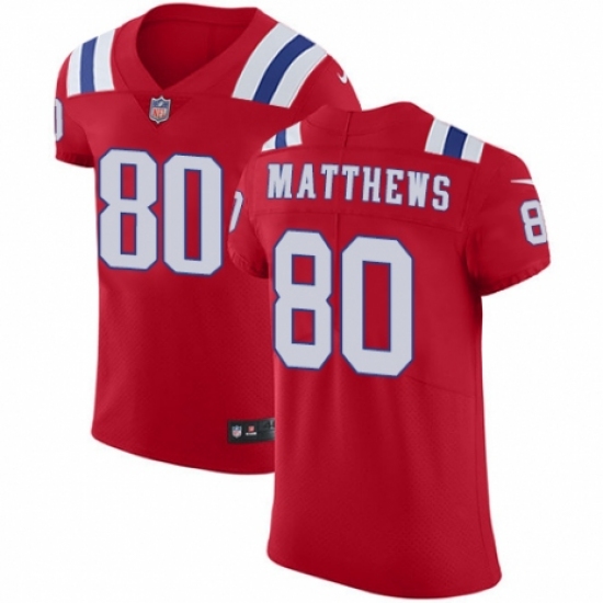 Men's Nike New England Patriots 80 Jordan Matthews Red Alternate Vapor Untouchable Elite Player NFL Jersey