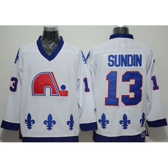 Nordiques 13 Mats Sundin White CCM Throwback Stitched NHL Jersey
