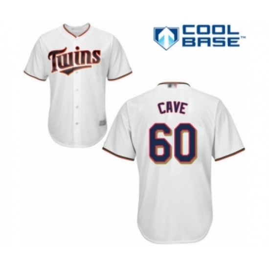 Youth Minnesota Twins 60 Jake Cave Authentic White Home Cool Base Baseball Player Jersey