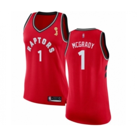 Women's Toronto Raptors 1 Tracy Mcgrady Swingman Red 2019 Basketball Finals Champions Jersey - Icon Edition