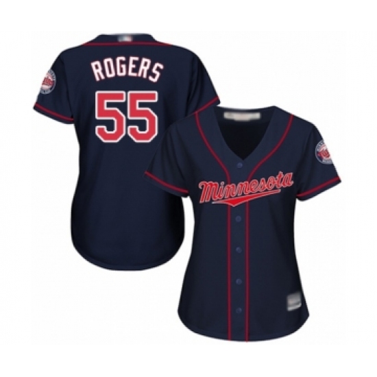 Women's Minnesota Twins 55 Taylor Rogers Authentic Navy Blue Alternate Road Cool Base Baseball Player Jersey