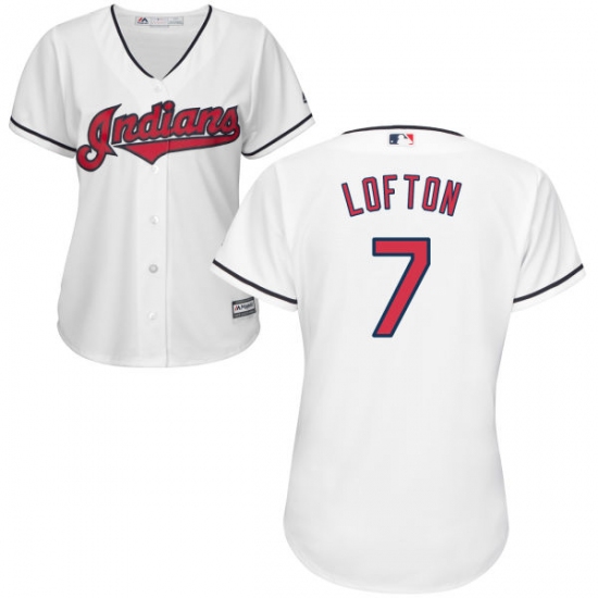 Women's Majestic Cleveland Indians 7 Kenny Lofton Replica White Home Cool Base MLB Jersey