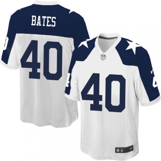 Men's Nike Dallas Cowboys 40 Bill Bates Game White Throwback Alternate NFL Jersey